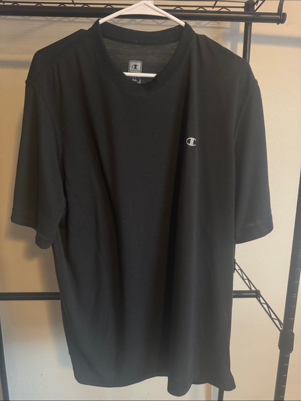 Champion Black Crewneck Tee with Small Logo